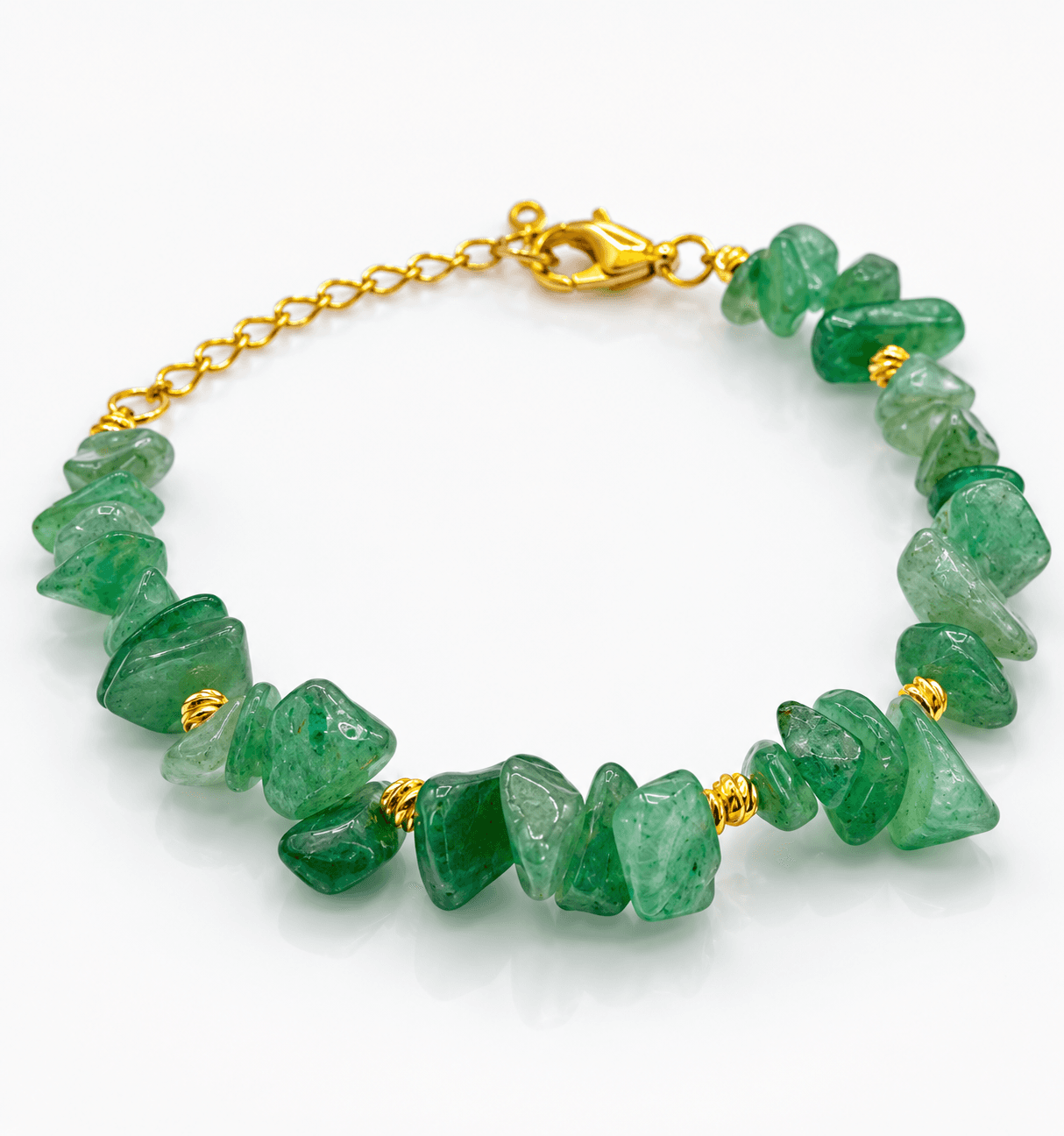 Bracelet éclats de pierre verte naturelle - Photo 2